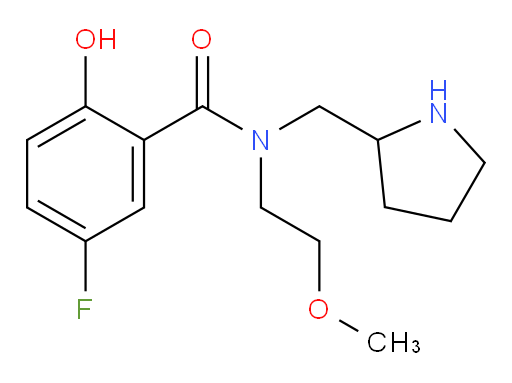 5-fluoro-2-hydroxy-N-(2-methoxyethyl)-N-(pyrrolidin-2-ylmethyl)benzamide