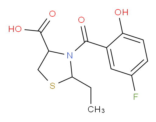 2-ethyl-3-(5-fluoro-2-hydroxybenzoyl)thiazolidine-4-carboxylic acid