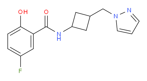 N-(3-((1H-pyrazol-1-yl)methyl)cyclobutyl)-5-fluoro-2-hydroxybenzamide