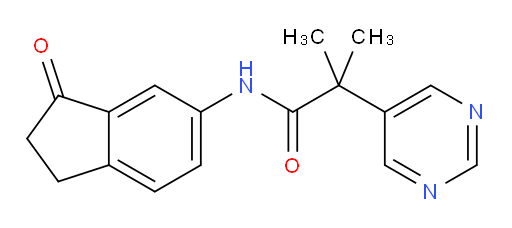 2-methyl-N-(3-oxo-2,3-dihydro-1H-inden-5-yl)-2-(pyrimidin-5-yl)propanamide