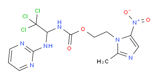 2-(2-methyl-5-nitro-1H-imidazol-1-yl)ethyl (2,2,2-trichloro-1-(pyrimidin-2-ylamino)ethyl)carbamate