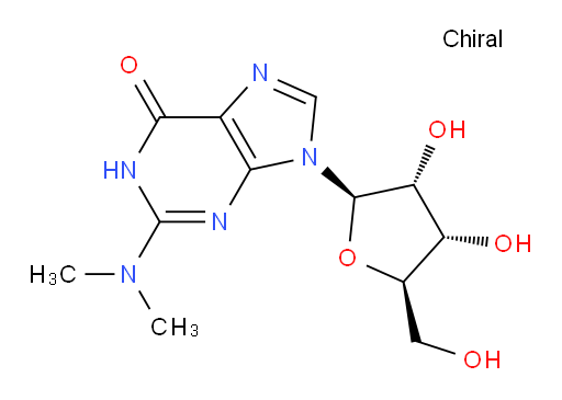 m2,2G;M(2/2) GUO;2-(DIMETHYLAMINO)GUA;2,2-DiMethylguanosine;N,N-Dimethylguanosine;N2,N2-DIMETHYLGUANOSINE;2-(DIMETHYLAMINO)GUANOSINE;2-Dimethylamino-D-guanosine;N(sup 2),N(sup 2)-dimethylguanosine;2-DiMethylaMino-6-oxypurine Riboside