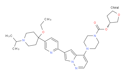 (R)-tetrahydrofuran-3-yl 4-(6-(5-(4-ethoxy-1-isopropylpiperidin-4-yl)pyridin-2-yl)pyrrolo[1,2-b]pyridazin-4-yl)piperazine-1-carboxylate
