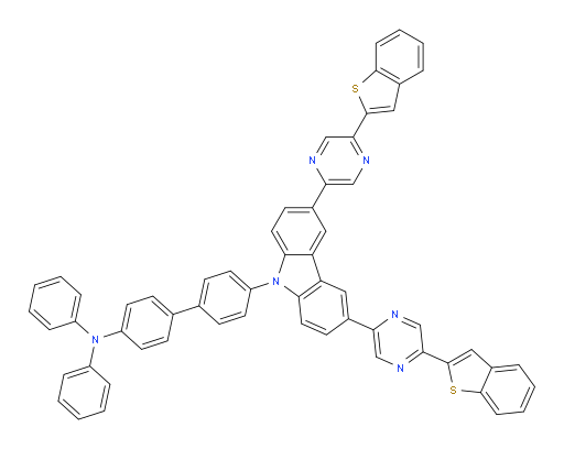 4'-(3,6-bis(5-(benzo[b]thiophen-2-yl)pyrazin-2-yl)-9H-carbazol-9-yl)-N,N-diphenyl-[1,1'-biphenyl]-4-amine