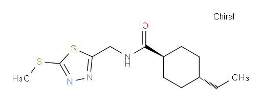 (1r,4r)-4-ethyl-N-((5-(methylthio)-1,3,4-thiadiazol-2-yl)methyl)cyclohexanecarboxamide