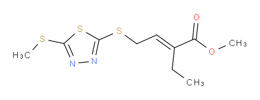 (E)-methyl 2-ethyl-4-((5-(methylthio)-1,3,4-thiadiazol-2-yl)thio)but-2-enoate