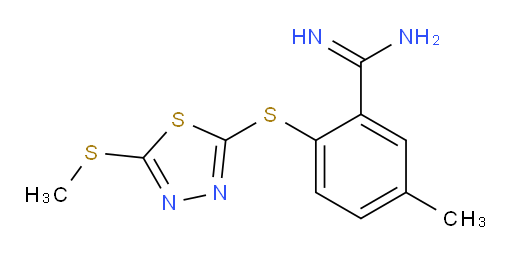 5-methyl-2-((5-(methylthio)-1,3,4-thiadiazol-2-yl)thio)benzimidamide