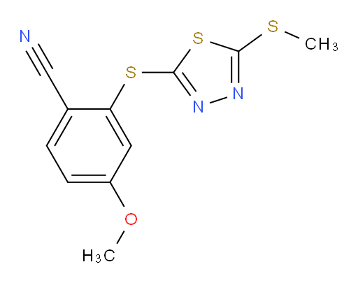 4-methoxy-2-((5-(methylthio)-1,3,4-thiadiazol-2-yl)thio)benzonitrile