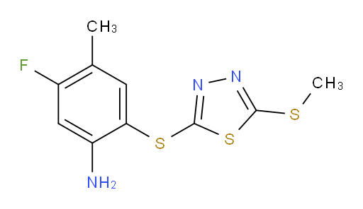 5-fluoro-4-methyl-2-((5-(methylthio)-1,3,4-thiadiazol-2-yl)thio)aniline