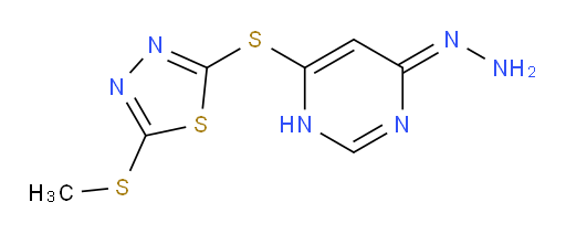 (Z)-2-((6-hydrazono-3,6-dihydropyrimidin-4-yl)thio)-5-(methylthio)-1,3,4-thiadiazole