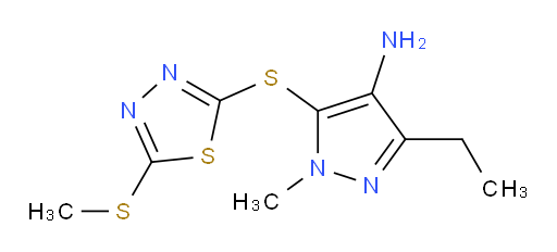 3-ethyl-1-methyl-5-((5-(methylthio)-1,3,4-thiadiazol-2-yl)thio)-1H-pyrazol-4-amine