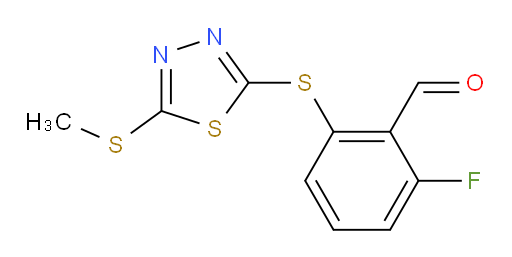 2-fluoro-6-((5-(methylthio)-1,3,4-thiadiazol-2-yl)thio)benzaldehyde