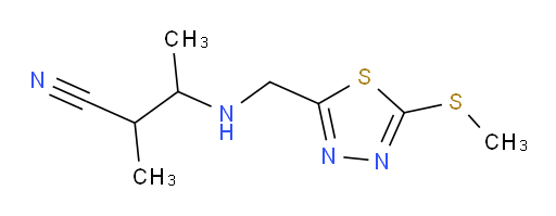 2-methyl-3-(((5-(methylthio)-1,3,4-thiadiazol-2-yl)methyl)amino)butanenitrile