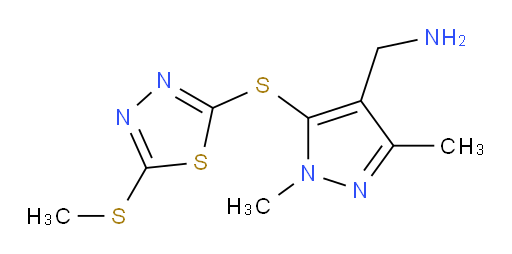 (1,3-dimethyl-5-((5-(methylthio)-1,3,4-thiadiazol-2-yl)thio)-1H-pyrazol-4-yl)methanamine