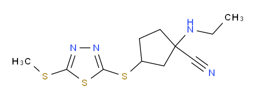 1-(ethylamino)-3-((5-(methylthio)-1,3,4-thiadiazol-2-yl)thio)cyclopentanecarbonitrile
