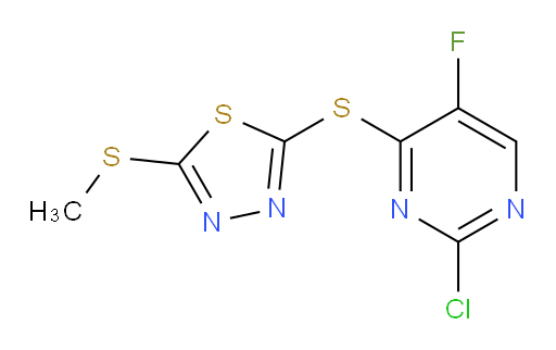 2-((2-chloro-5-fluoropyrimidin-4-yl)thio)-5-(methylthio)-1,3,4-thiadiazole