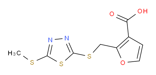 2-(((5-(methylthio)-1,3,4-thiadiazol-2-yl)thio)methyl)furan-3-carboxylic acid