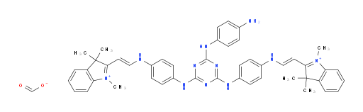 mono(2,2'-(((((6-((4-aminophenyl)amino)-1,3,5-triazine-2,4-diyl)bis(azanediyl))bis(4,1-phenylene))bis(azanediyl))bis(ethene-2,1-diyl))bis(1,3,3-trimethyl-3H-indol-1-ium)) monoformate