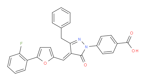 4-[4-[[5-(2-Fluorophenyl)-2-furanyl]methylene]-4,5-dihydro-5-oxo-3-(phenylmethyl)-1H-pyrazol-1-yl]benzoic acid (ACI)