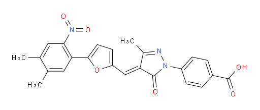 4-[4-[[5-(4,5-Dimethyl-2-nitrophenyl)-2-furanyl]methylene]-4,5-dihydro-3-methyl-5-oxo-1H-pyrazol-1-yl]benzoic acid (ACI)