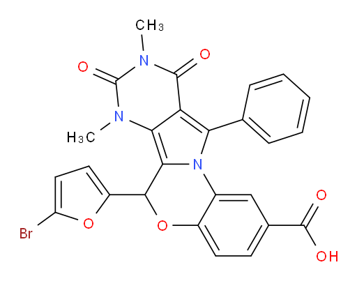 6-(5-Bromo-2-furanyl)-7,8,9,10-tetrahydro-7,9-dimethyl-8,10-dioxo-11-phenyl-6H-pyrimido[4′,5′:3,4]pyrrolo[2,1-c][1,4]benzoxazine-2-carboxylic acid (ACI)
