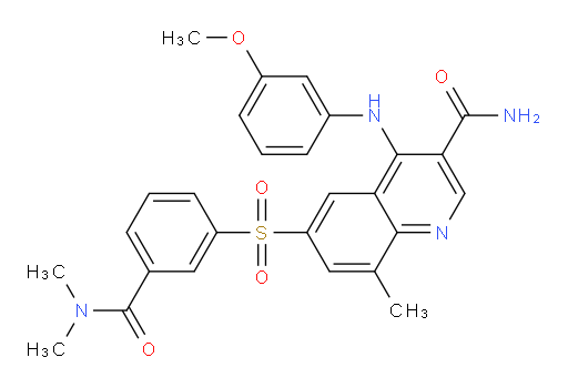 6-[[3-[(Dimethylamino)carbonyl]phenyl]sulfonyl]-4-[(3-methoxyphenyl)amino]-8-methyl-3-quinolinecarboxamide (ACI)