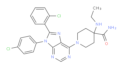 1-[8-(2-Chlorophenyl)-9-(4-chlorophenyl)-9H-purin-6-yl]-4-(ethylamino)-4-piperidinecarboxamide (ACI)