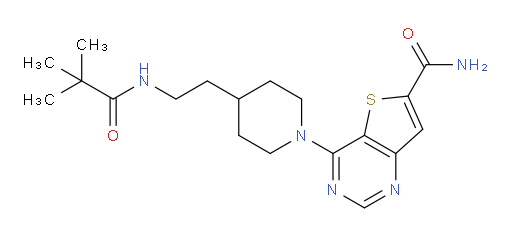 4-[4-[2-[(2,2-Dimethyl-1-oxopropyl)amino]ethyl]-1-piperidinyl]thieno[3,2-d]pyrimidine-6-carboxamide (ACI)