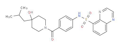 N-[4-[[4-Hydroxy-4-(2-methylpropyl)-1-piperidinyl]carbonyl]phenyl]-5-quinoxalinesulfonamide (ACI)