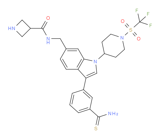 N-[[3-[3-(Aminothioxomethyl)phenyl]-1-[1-[(trifluoromethyl)sulfonyl]-4-piperidinyl]-1H-indol-6-yl]methyl]-3-azetidinecarboxamide (ACI)