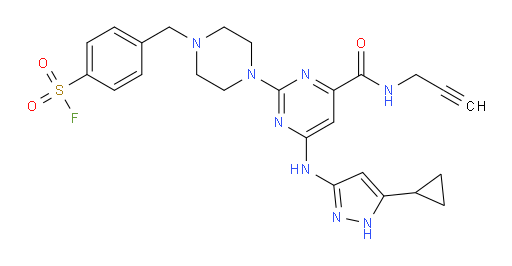 4-[[4-[4-[(5-Cyclopropyl-1H-pyrazol-3-yl)amino]-6-[(2-propyn-1-ylamino)carbonyl]-2-pyrimidinyl]-1-piperazinyl]methyl]benzenesulfonyl fluoride (ACI)