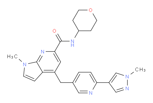 1-Methyl-4-[[6-(1-methyl-1H-pyrazol-4-yl)-3-pyridinyl]methyl]-N-(tetrahydro-2H-pyran-4-yl)-1H-pyrrolo[2,3-b]pyridine-6-carboxamide (ACI)