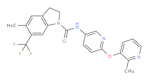 2,3-Dihydro-5-methyl-N-[6-[(2-methyl-3-pyridinyl)oxy]-3-pyridinyl]-6-(trifluoromethyl)-1H-indole-1-carboxamide (ACI)
