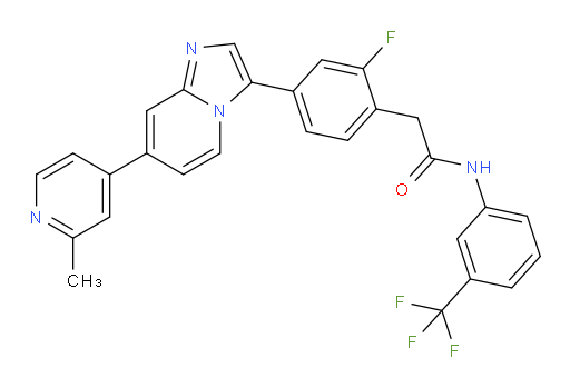 2-Fluoro-4-[7-(2-methyl-4-pyridinyl)imidazo[1,2-a]pyridin-3-yl]-N-[3-(trifluoromethyl)phenyl]benzeneacetamide (ACI)