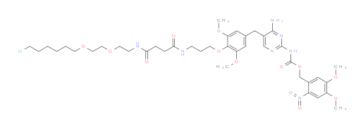 Carbamic acid, N-[4-amino-5-[[4-[(21-chloro-5,8-dioxo-12,15-dioxa-4,9-diazaheneicos-1-yl)oxy]-3,5-dimethoxyphenyl]methyl]-2-pyrimidinyl]-, (4,5-dimethoxy-2-nitrophenyl)methyl ester (ZCI)