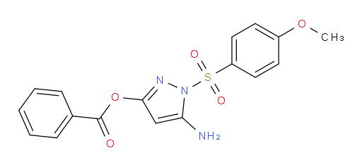 1H-Pyrazol-3-ol, 5-amino-1-[(4-methoxyphenyl)sulfonyl]-, 3-benzoate (ACI)