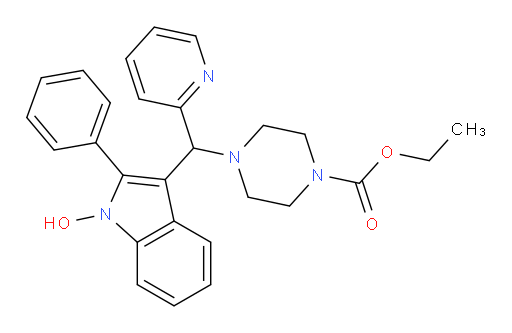 Ethyl 4-[(1-hydroxy-2-phenyl-1H-indol-3-yl)-2-pyridinylmethyl]-1-piperazinecarboxylate (ACI)