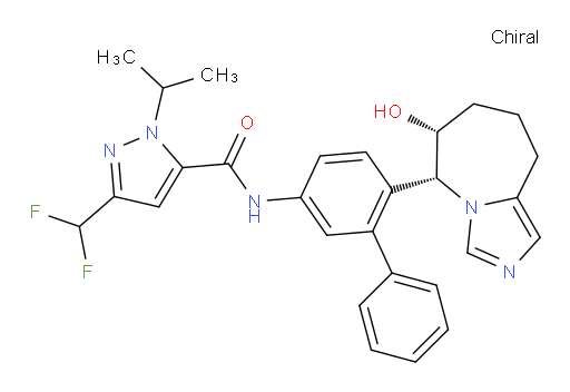 1H-Pyrazole-5-carboxamide, 3-(difluoromethyl)-1-(1-methylethyl)-N-[6-[(5R,6R)-6,7,8,9-tetrahydro-6-hydroxy-5H-imidazo[1,5-a]azepin-5-yl][1,1′-biphenyl]-3-yl]- (ACI)