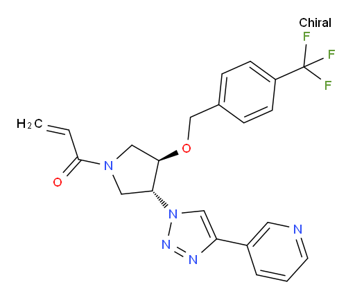 1-[(3R,4R)-3-[4-(3-Pyridinyl)-1H-1,2,3-triazol-1-yl]-4-[[4-(trifluoromethyl)phenyl]methoxy]-1-pyrrolidinyl]-2-propen-1-one (ACI)