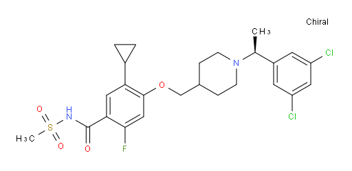 5-Cyclopropyl-4-[[1-[(1S)-1-(3,5-dichlorophenyl)ethyl]-4-piperidinyl]methoxy]-2-fluoro-N-(methylsulfonyl)benzamide (ACI)