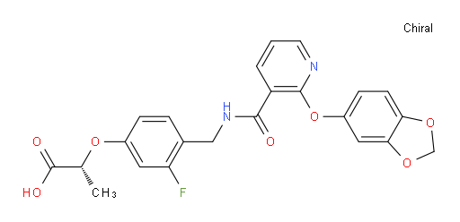 (2R)-2-[4-[[[[2-(1,3-Benzodioxol-5-yloxy)-3-pyridinyl]carbonyl]amino]methyl]-3-fluorophenoxy]propanoic acid (ACI)