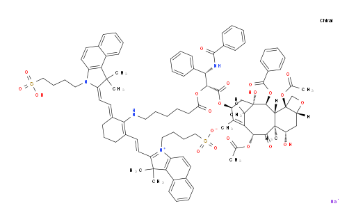 1H-Benz[e]indolium, 2-[2-[2-[[6-[(1R,2S)-2-(benzoylamino)-1-[[[(2aR,4S,4aS,6R,9S,11S,12S,12aR,12bS)-6,12b-bis(acetyloxy)-12-(benzoyloxy)-2a,3,4,4a,5,6,9,10,11,12,12a,12b-dodecahydro-4,11-dihydroxy-4a,8,13,13-tetramethyl-5-oxo-7,11-methano-1H-cyclodeca[3,4]benz[1,2-b]oxet-9-yl]oxy]carbonyl]-2-phenylethoxy]-6-oxohexyl]amino]-3-[2-[1,3-dihydro-1,1-dimethyl-3-(4-sulfobutyl)-2H-benz[e]indol-2-ylidene]ethylidene]-1-cyclohexen-1-yl]ethenyl]-1,1-dimethyl-3-(4-sulfobutyl)-, inner salt, sodium salt (1:1) (ACI)