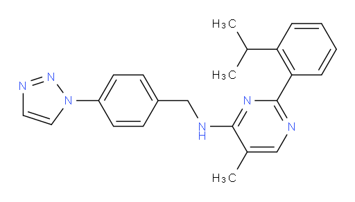 5-Methyl-2-[2-(1-methylethyl)phenyl]-N-[[4-(1H-1,2,3-triazol-1-yl)phenyl]methyl]-4-pyrimidinamine (ACI)
