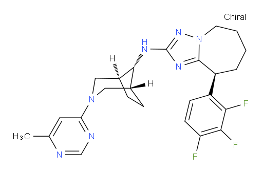 3-(6-Methyl-4-pyrimidinyl)-N-[(9S)-6,7,8,9-tetrahydro-9-(2,3,4-trifluorophenyl)-5H-[1,2,4]triazolo[1,5-a]azepin-2-yl]-3-azabicyclo[3.2.1]octan-8-amine (ACI)