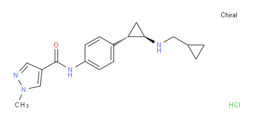 1H-Pyrazole-4-carboxamide, N-[4-[(1R,2S)-2-[(cyclopropylmethyl)amino]cyclopropyl]phenyl]-1-methyl-, hydrochloride (1:1), rel- (ACI)