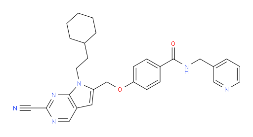 4-[[2-Cyano-7-(2-cyclohexylethyl)-7H-pyrrolo[2,3-d]pyrimidin-6-yl]methoxy]-N-(3-pyridinylmethyl)benzamide (ACI)