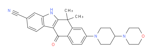 6,11-Dihydro-6,6-dimethyl-8-[4-(4-morpholinyl)-1-piperidinyl]-11-oxo-5H-benzo[b]carbazole-3-carbonitrile (ACI)