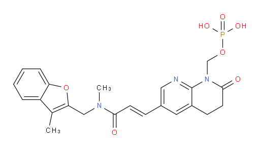 (2E)-N-Methyl-N-[(3-methyl-2-benzofuranyl)methyl]-3-[5,6,7,8-tetrahydro-7-oxo-8-[(phosphonooxy)methyl]-1,8-naphthyridin-3-yl]-2-propenamide (ACI)