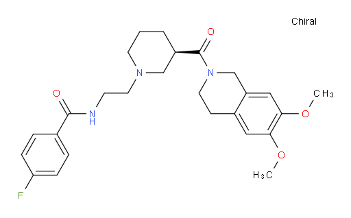N-[2-[(3R)-3-[(3,4-Dihydro-6,7-dimethoxy-2(1H)-isoquinolinyl)carbonyl]-1-piperidinyl]ethyl]-4-fluorobenzamide (ACI)