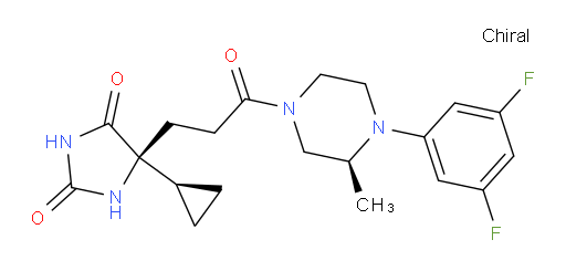 (5S)-5-Cyclopropyl-5-[3-[(3S)-4-(3,5-difluorophenyl)-3-methyl-1-piperazinyl]-3-oxopropyl]-2,4-imidazolidinedione (ACI)